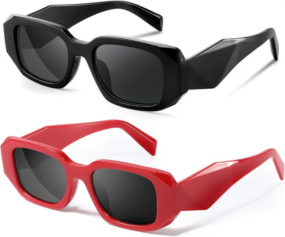 Trendy Rectangle Sunglasses for Women Men,Y2K Vintage Retro 90s Aesthetic Cool Driving Sunglasses