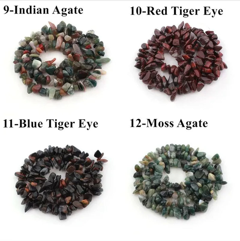 5-8MM natural stone irregular shape free-form chip beads tiger eye amethyst turquoise white crystal red coral Lapis lazuli used for jewelry making DIY bracelet 30"