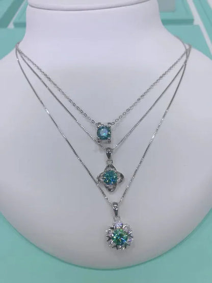 With AAAAA certificate Brilliant Loose Moissanite Blue Green Color Round Cut Diamond 6.5 MM 1CT