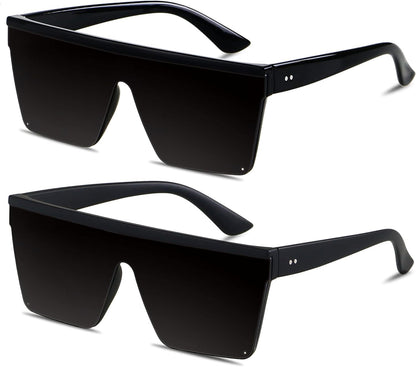 Square Oversized Sunglasses for Women Men Big Flat Top Fashion Shield Large UV Protection Rimless Shades