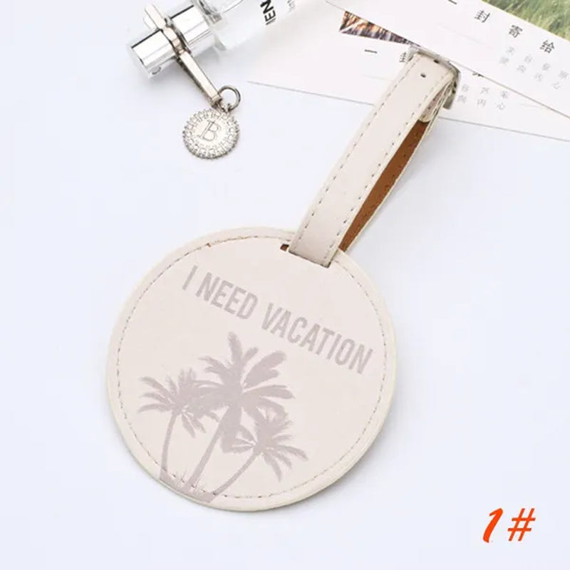 Air Plane Pattern Travel Luggage Bag Tags Handbag ID Tag Name Card Holder with Key Ring （Shape: Round）