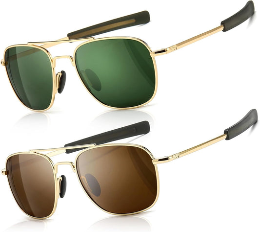 Men'S Military Style Polarized Pilot Aviator Sunglasses Bayonet Temples