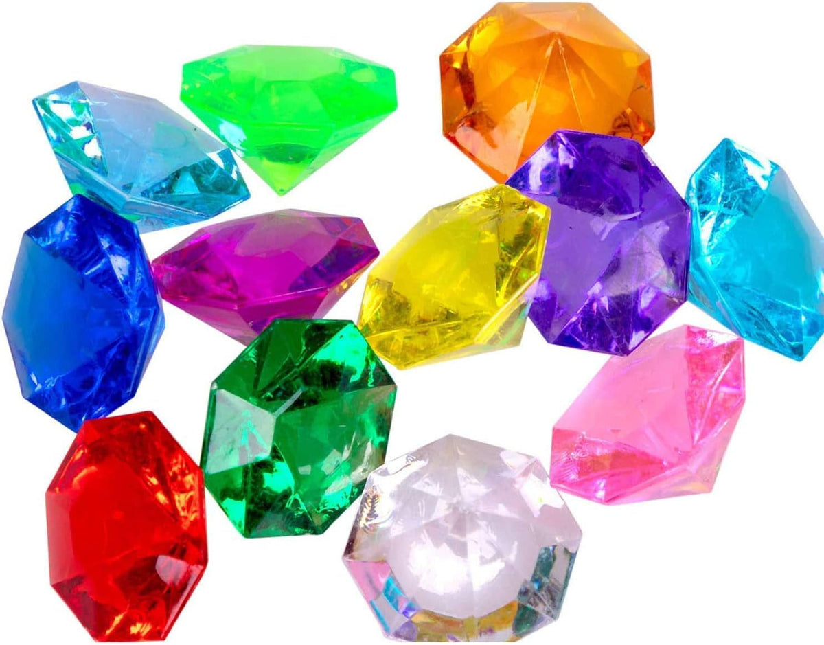 36PCS Acrylic Diamond Gems Jewels Pirate Treasure Chest Hunt Party Favors 25 Carat Diving Gem Pool Toys