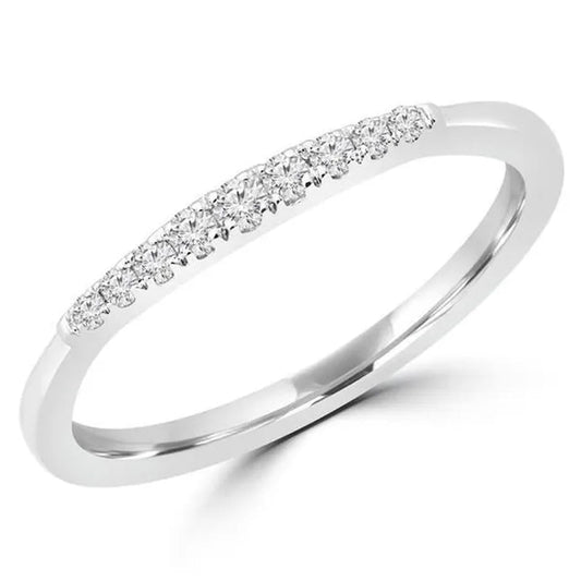 Majesty Diamonds MDR190100-3.75 0.1 CTW Round Diamond Semi-Eternity Wedding Band Ring in 14K White Gold - Size 3.75