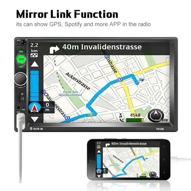2 Din 7" HD Touch Screen Digital Display Car Multimedia Player Audio Stereo Radio Autoradio Car MP5 Player with Bluetooth USB FM Support Mirror Link Rear View Camera Connection