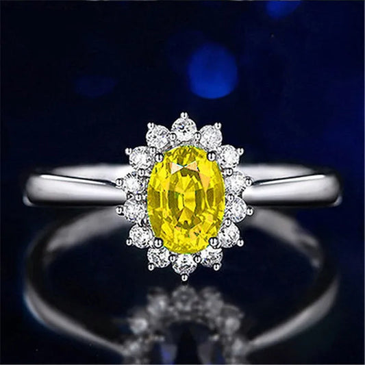 New Ruby Diana Sunflower Lady  Ring Classic Living Mouth Design Women's Ring