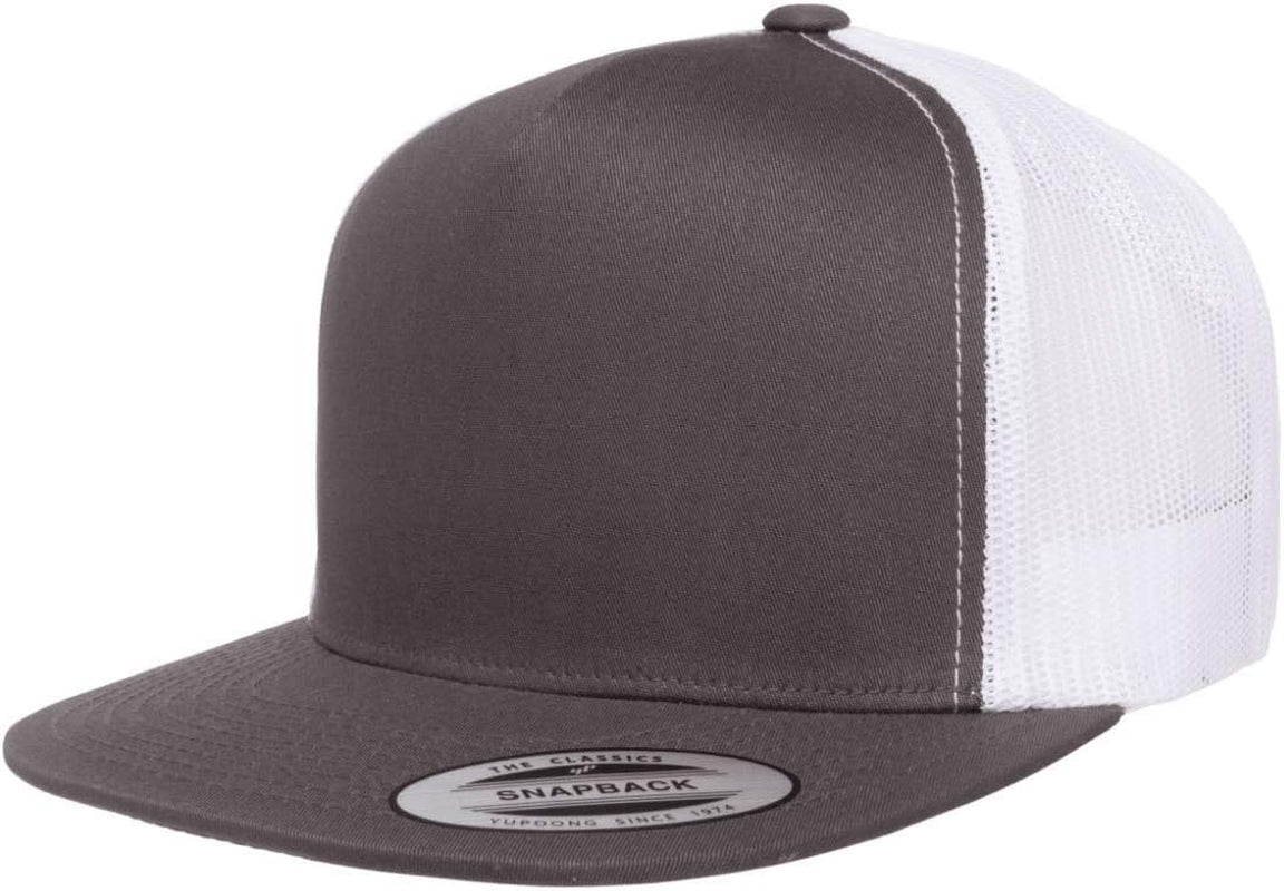 Yupoong 5-Panel YP Classic Trucker Cap | High Profile Flat Visor Snapback | OSFM | Bulk Packs Available