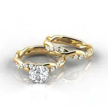 Exquisite elegant women's fashion jewelry twisted twist ring set natural white zircon ring set princess engagement wedding ring set party anniversary gift bride romantic wedding jewelry ring set size US5-11