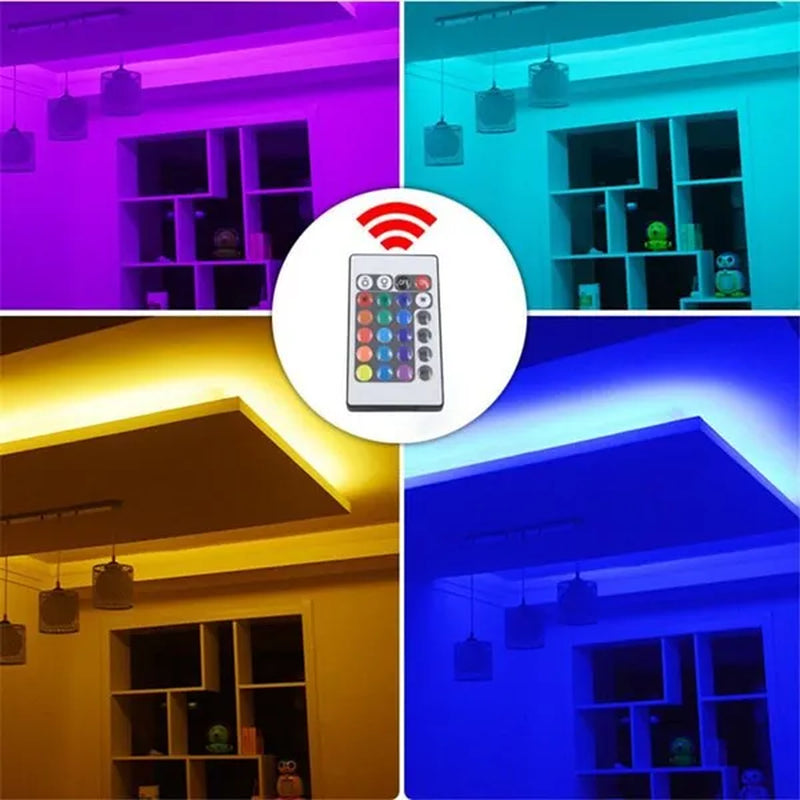 Non-Waterproof 5M 10M RGB led christmas lights smd 5050 12V flexible christmas led lights string rgb led strip + IR 24keys Remote controller