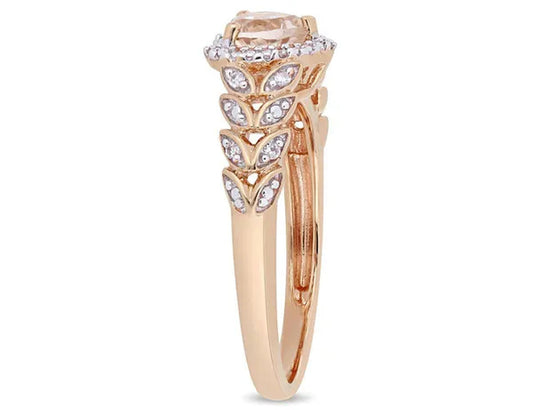 1/2 Carat (ctw) Morganite Heart Promise Ring in 10K Rose Pink Gold with Diamonds