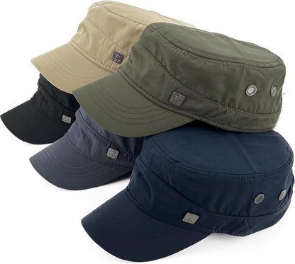 Polyester Water Resistant Military Caps for Men Quick Dry Cadet Hats for Women Army Cap Flat Top Dad Hat