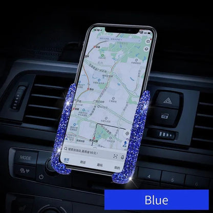 Car Phone Holder Women Diamond Crystal Car Air Vent Mount Clip Mobile Phone Holder Stand in Car Bracket Interior Accessories