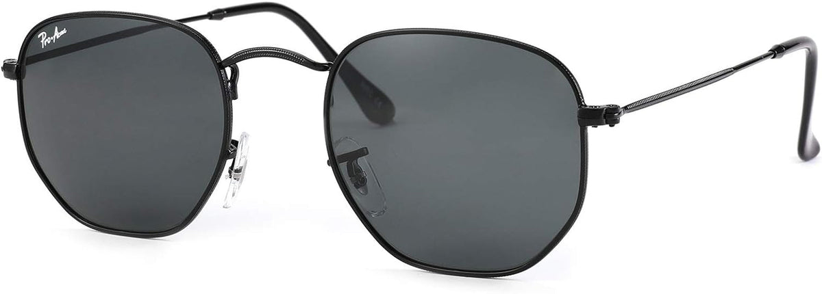 Small Square Sunglasses for Women Men 100% Real Glass Lens Hexagonal Frame