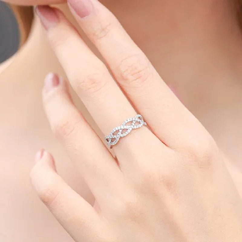 Fashion 925 Sterling Silver Twist Ring White Sapphire Diamond Wedding Band Female Bride Proposal Engagement Party Jewelry Anniversary Gift