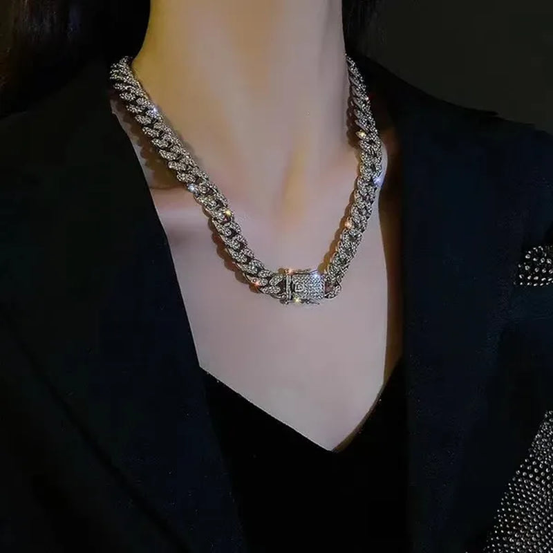 Fashion Hip Hop Iced Out Diamond Full Miami Curb Cuban Chain CZ Bling Rapper Necklaces for Women Men Jewelry