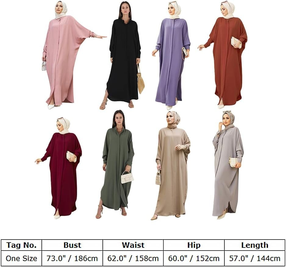 Muslim Dresses for Women Abaya Button down Henley Shirt Prayer Dress