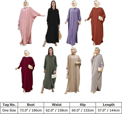 Muslim Dresses for Women Abaya Button down Henley Shirt Prayer Dress