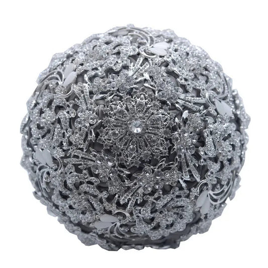 18CM Luxury Full Diamond Wedding Bouquet Shiny Crystal Brooch Bridal Bouquet Satin Ribbon Roses Wedding Flowers Bride Holding Flowers