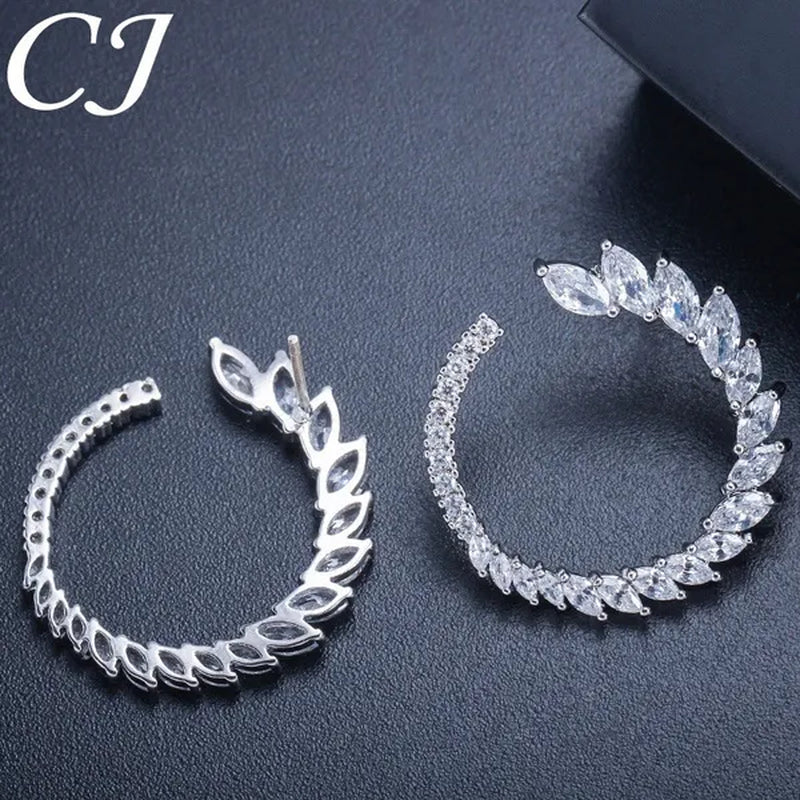 CANDICE Trendy Sterling Silver Plated Jewelry Sets Noble Marquise AAA+ CZ Stone Pave Round Pendant Necklace Earrings Set For Women Gift