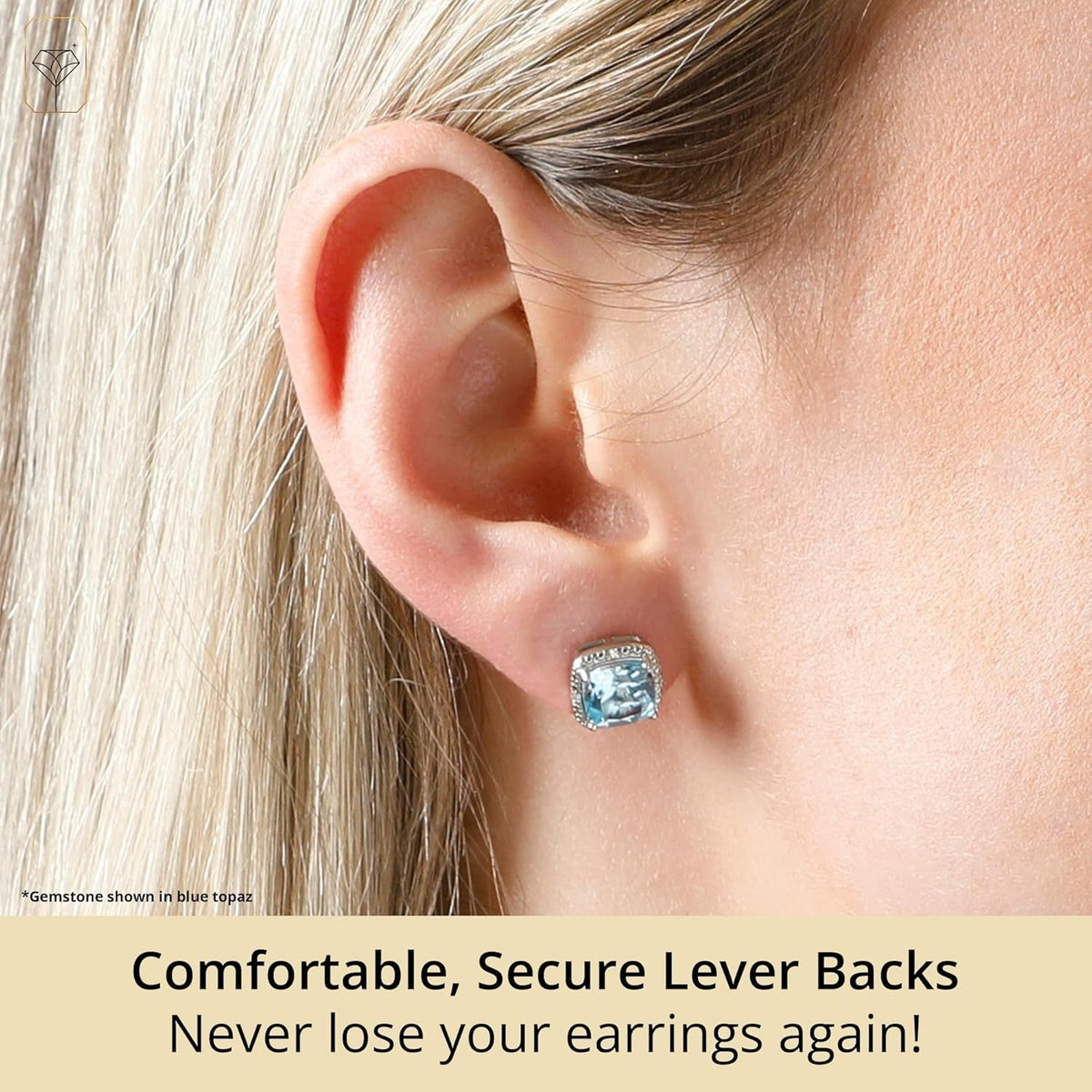 Gemstone and Diamond Accent Halo Cushion Cut Stud Earrings for Women in 925 Sterling Silver 7Mm Birthstone with Push Backs by