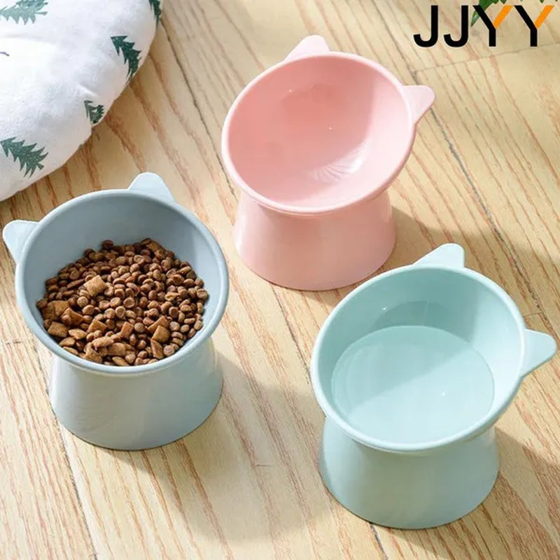 JJYY 1PC Pet Bowl High Base Feeding Cat Dog Bowl Protect Pet Spine Oblique Feeding Bowl Drinking Water Bowl Stonego Pet Supplies - Not include Food