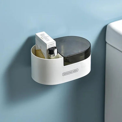 Stainless steel wall-mounted ashtray with lid,cigarette Storage Rack Creative Bathroom Wall Stainless Steel Ashtray