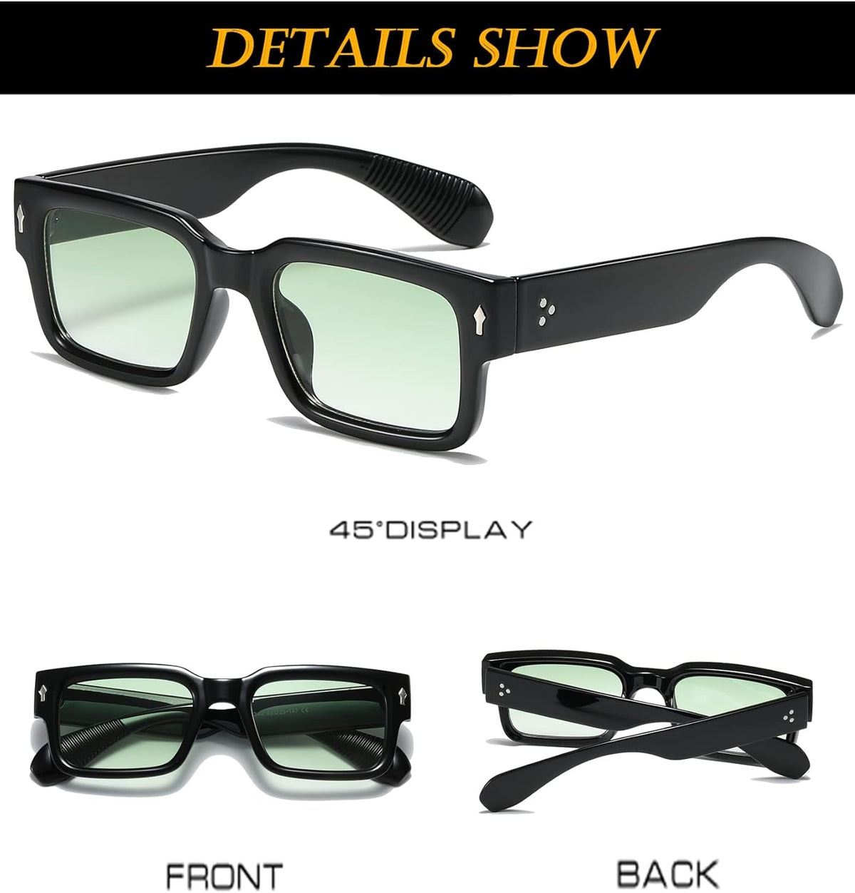 Square Frame Sunglasses for Women Men Trendy Chunky Rectangle Sun Glasses Black Shades UV400 Protection