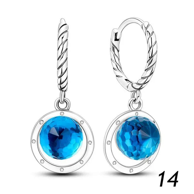 New 925 Sterling Silver Sparkling Two-Tone Zircon Stud Earrings European Fashion Women's Jewelry Earrings