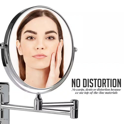 Small round Wall Mounted Polished Chrome Makeup Mirror (11 In. H X 1.4 In. W), 1X-10X Magnification