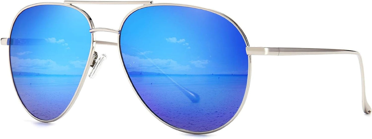 Women's Lightweight Oversized Aviator Sunglasses - Mirrored Polarized Lens