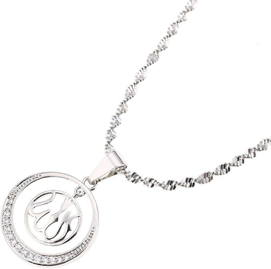 24K Gold Allah Pendant Necklace Pendant Islamic Muslim Rhinestone Jewelry