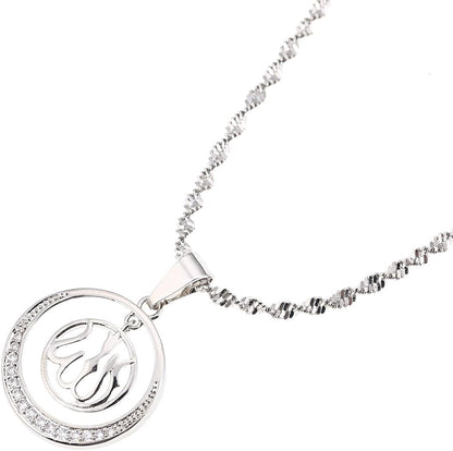 24K Gold Allah Pendant Necklace Pendant Islamic Muslim Rhinestone Jewelry