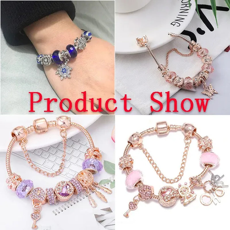 40/80pcs Fashion bracelet 925 Sterling Silver large hole beaded isolation beads Crystal bead DIY jewelry accessories.