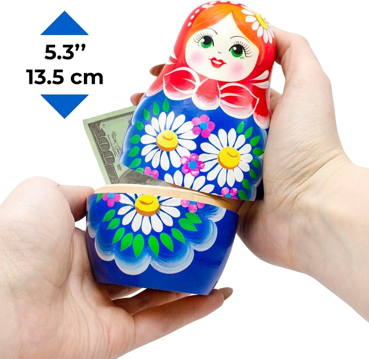 Russian Nesting Dolls Piggy Banks 6'' - Matryoshka Dolls Saving Money Bank - Matryoshka Wooden Nesting Doll Piggy Bank - Russian Doll Money Saving Box