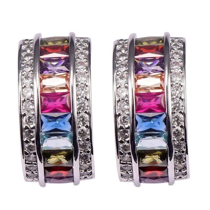 Morganite Pink Sapphire Topaz Garnet Amethyst Ruby Peridot Emerald Aquamarine 925 Sterling Silver Fashion Earrings