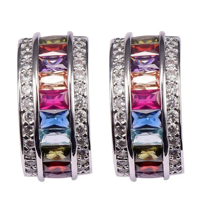 Morganite Pink Sapphire Topaz Garnet Amethyst Ruby Peridot Emerald Aquamarine 925 Sterling Silver Fashion Earrings