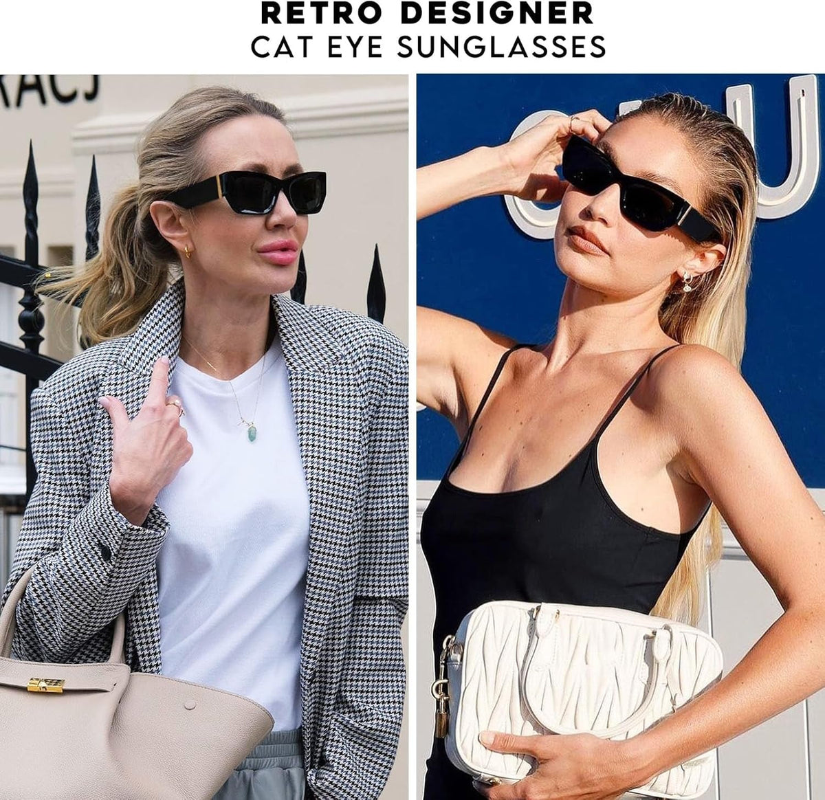 Retro Cat Eye Rectangle Polarized Sunglasses for Women Chunky Style MS52370