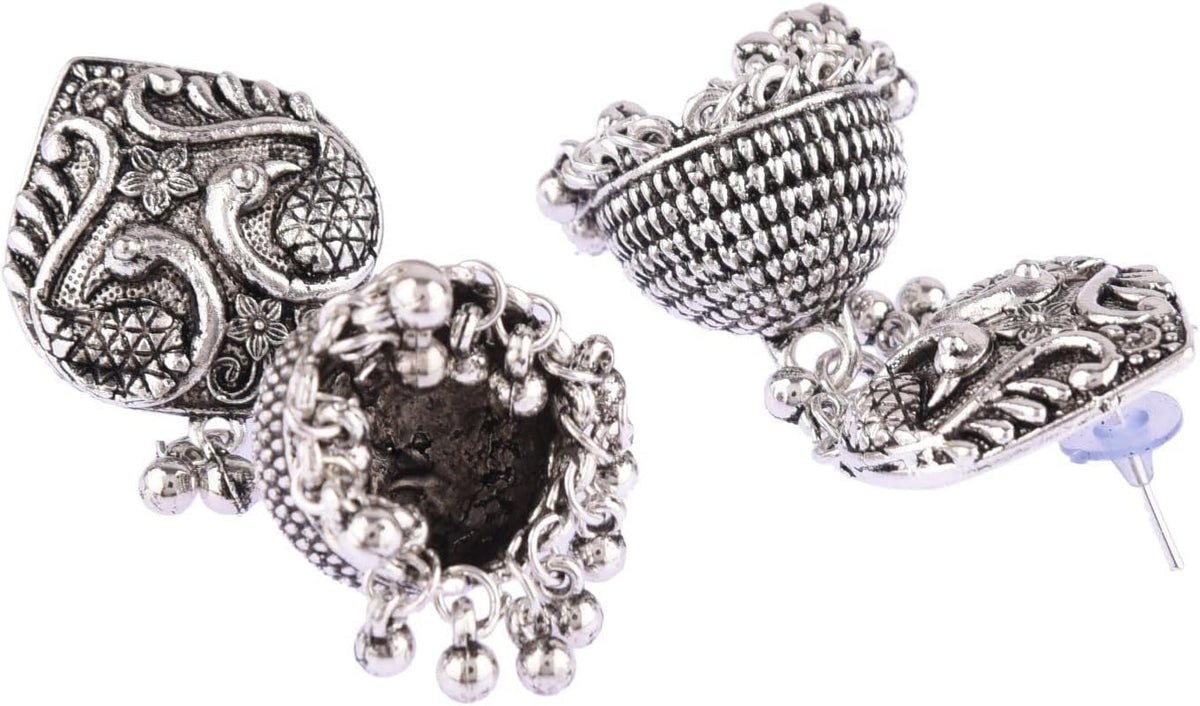 Boho Vintage Antique Ethnic Gypsy Tribal Indian Silver Oxidized Pendant Chain Statement Necklace Jewelry