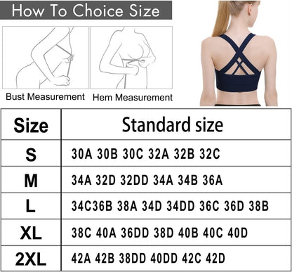 Sports Bras for Women Padded High Impact Seamless Criss Cross Back Workout Tops Gym Activewear Bra