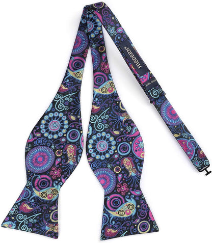 Bow Ties for Men Floral Bowties Mens Self Tie Bow Tie Handkerchief Jacquard Woven Bowtie Pocket Square Set