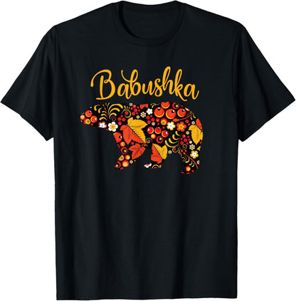 Babushka Bear Russian Matryoshka Pattern Grandma Gift T-Shirt