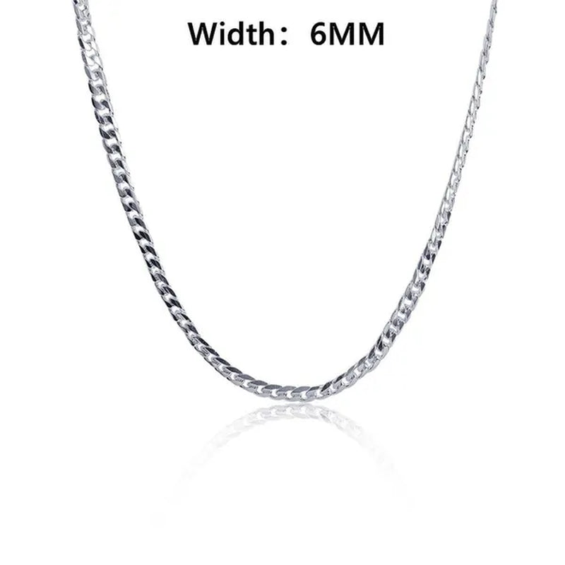 2PCS (Bracelet + Necklace) 925 Sterling Silver Fashion Jewelry Sets Curb Chain Necklace 925 Solid Silver Jewelry High Quality Necklace Bracelet 16-30 Inches