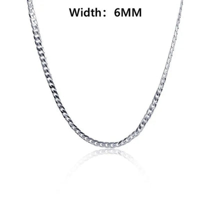 2PCS (Bracelet + Necklace) 925 Sterling Silver Fashion Jewelry Sets Curb Chain Necklace 925 Solid Silver Jewelry High Quality Necklace Bracelet 16-30 Inches