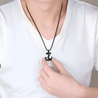 Tone Anchor Pendant Necklace Silver Plated Infinity Jewelry Anchor Men Fashion Design Simple Anchor