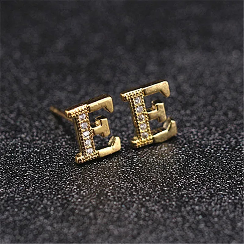 New Diamond Letter  Stud Earrings Women Fashion Earrings 26 Letters A-Z