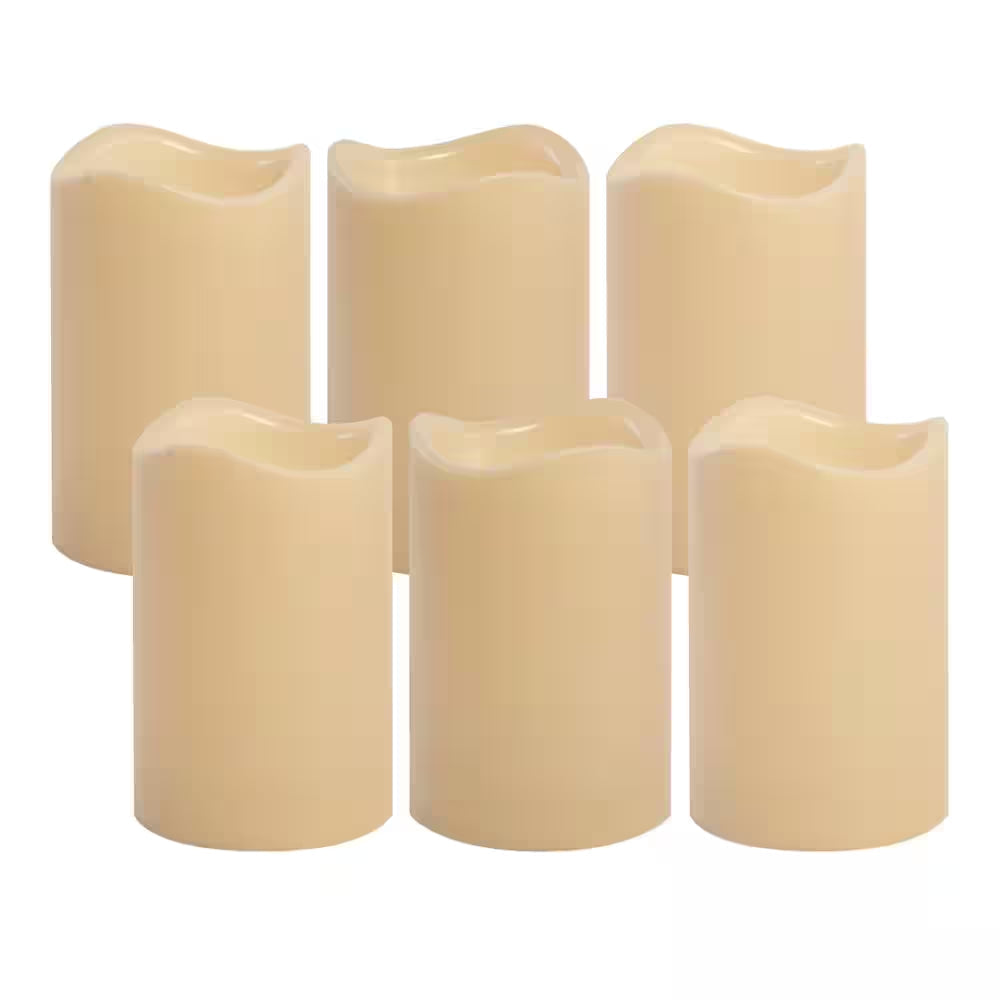 Battery Operated LED Pillar Candles - Cream (Set of 6)