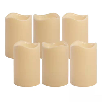 Battery Operated LED Pillar Candles - Cream (Set of 6)