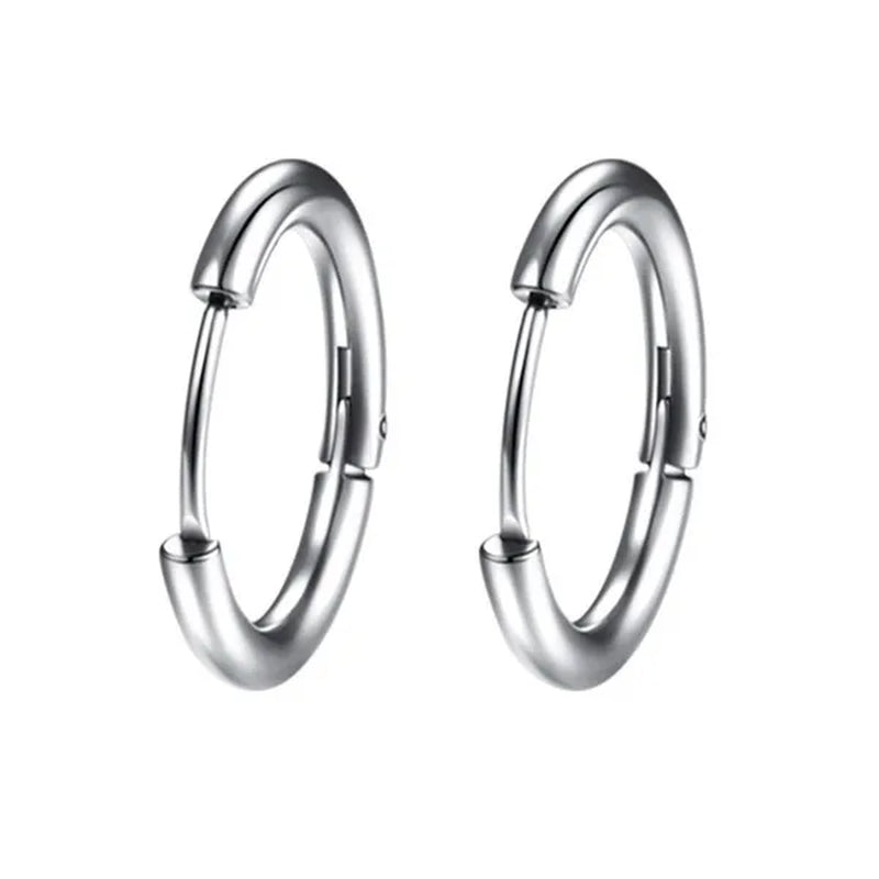 1 Pair Women/Men Stainless Steel Gold Silver Color Small Hoops Earring Piercing Ear Cartilage Tragus Simple Thin Circle Anti-allergic Ear Buckle Earring
