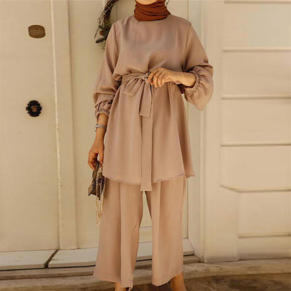 Islamic Muslim Clothes Abayas for Women Muslim Long Sleeve Loose Top