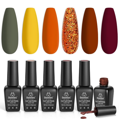 Nail Set 6 Colors Sandstorm Collection Nude Pink Peach Brown Natural Manicure Kit Soak Off Uv Led Lamp Needed for Women Gift Diy Home